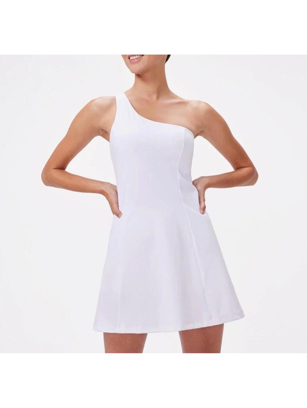 NWT Women’s Outdoor Voices One Shoulder White Tennis Dress SIZE LARGE Padded Top